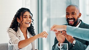 Employees celebrating success